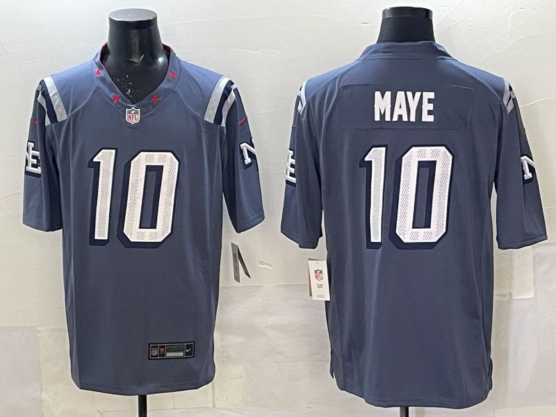 Men 2025 New England Patriots #10 Maye blue 5th generation Throwback Nike Limited NFL Jersey style 001